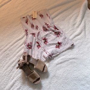 Strapless floral romper